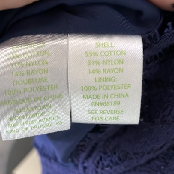 Lilly Pulitzer Rylee Shift Navy Palm Leaf Lace Dress - Picture 8 of 8